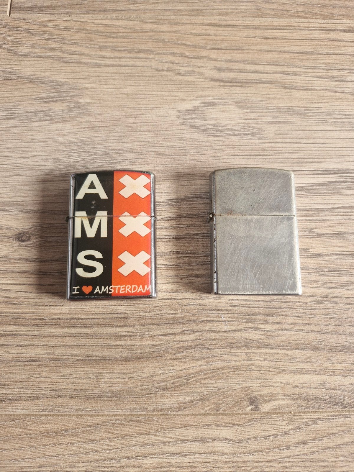 Zippo aanstekers - I Amsterdam en effen zilver, Ophalen of Verzenden, Gebruikt, Aansteker