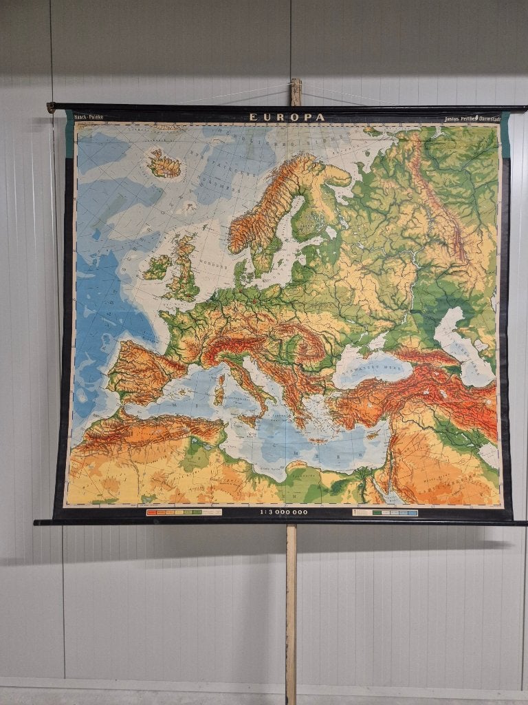 vintage schoolwandkaart Europa, Ophalen, Aardrijkskunde