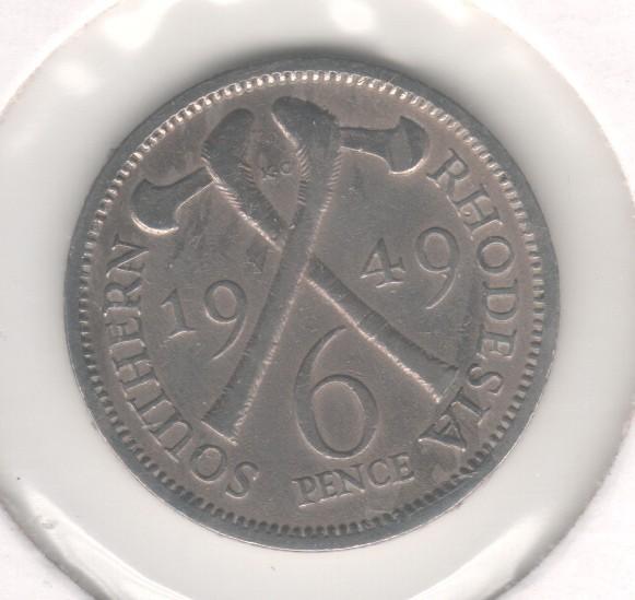 6 pence Zuid-Rhodesië 1949 (M 316), Postzegels en Munten, Munten | Afrika, Ophalen of Verzenden, Overige landen, Losse munt