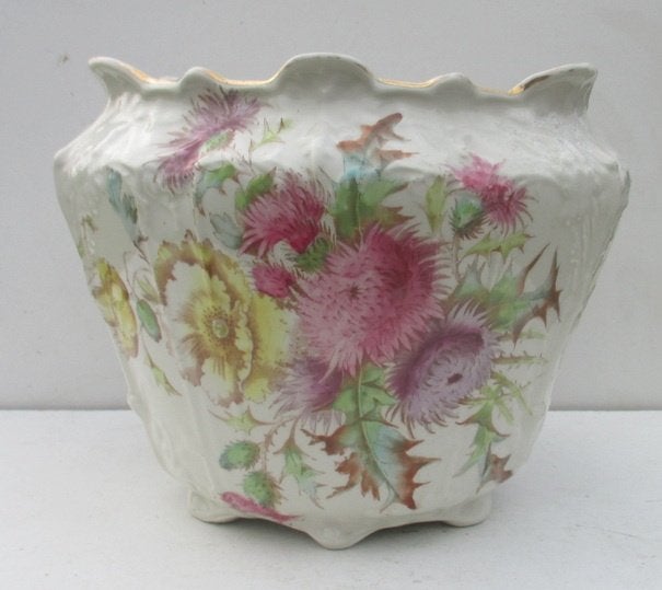 schitterende art nouveau bloempot met kleurrijke distels, Ophalen of Verzenden