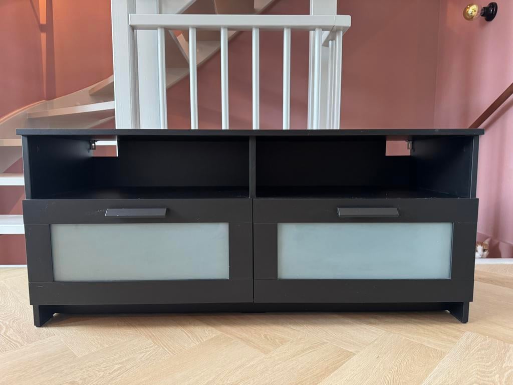 TV meubel Besta zwart, Ophalen, Gebruikt, 100 tot 150 cm, Minder dan 100 cm