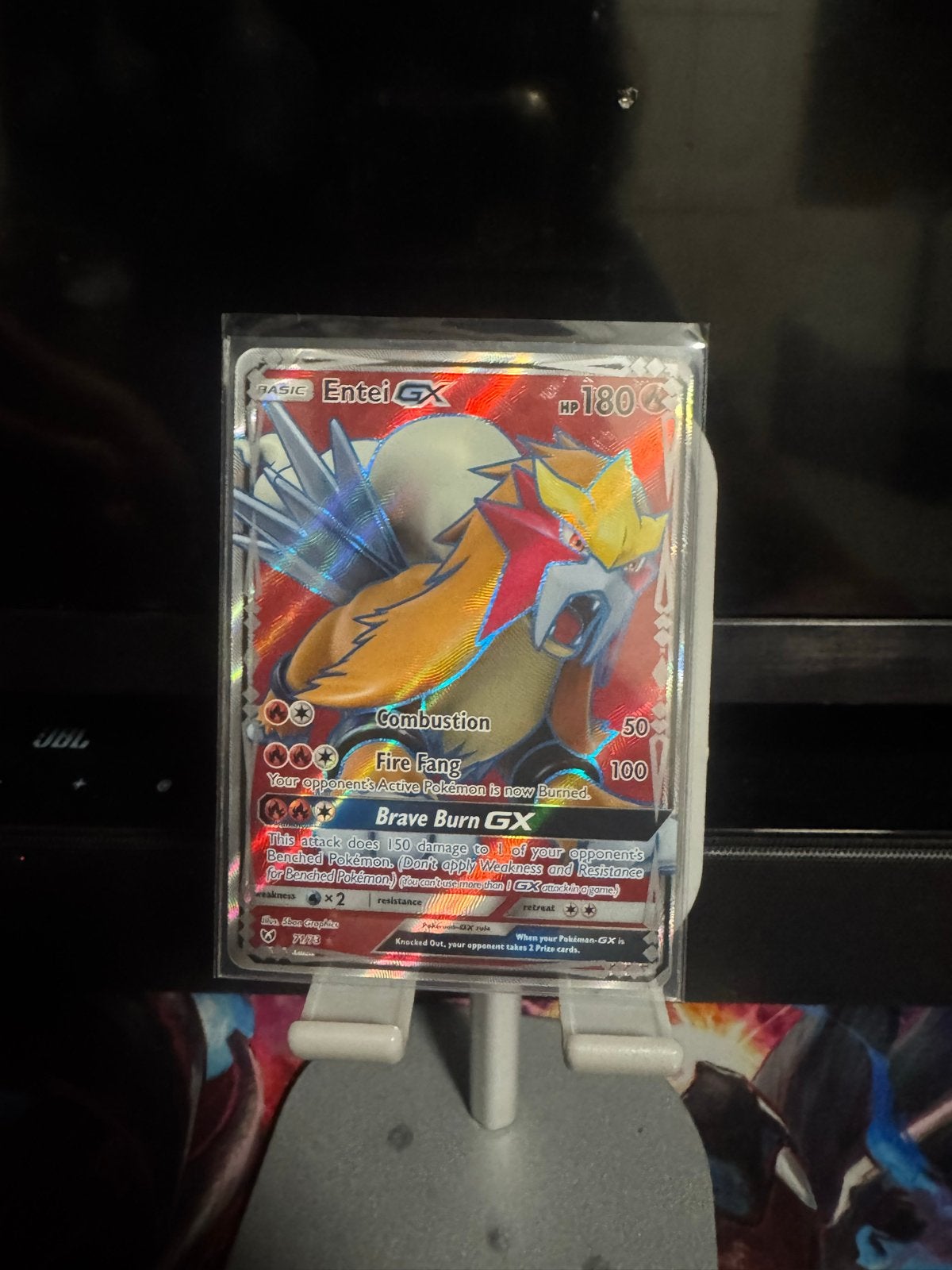 Pokémon TCG Entei GX Full Art Foil Kaart, Ophalen of Verzenden, Zo goed als nieuw, Losse kaart, Foil