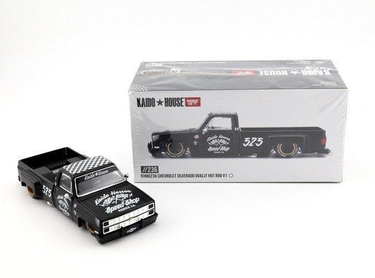 Chevrolet Silverado Dually "Hot Rod V1" Zwart 1:64 Kaido Hou, Tschuiten@hotmail.com, Duitsland, Auto, Nieuw
