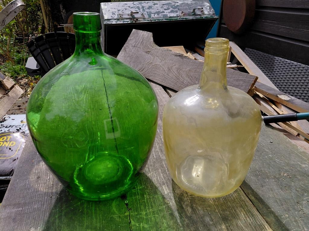 Grote glazen wijnflessen, Antiek en Kunst, Ophalen of Verzenden