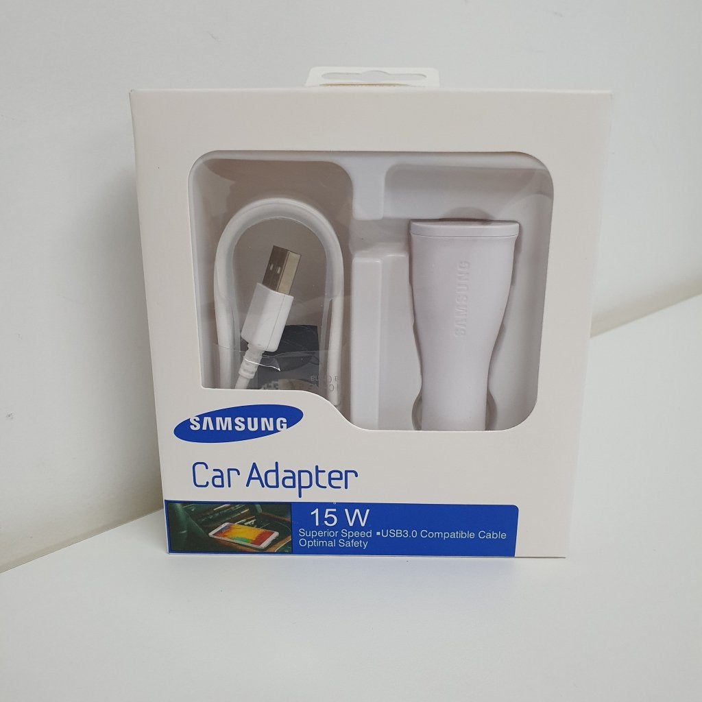 Samsung MicroUSB autolader wit, Telecommunicatie, Autoladers, Nieuw, Ophalen of Verzenden