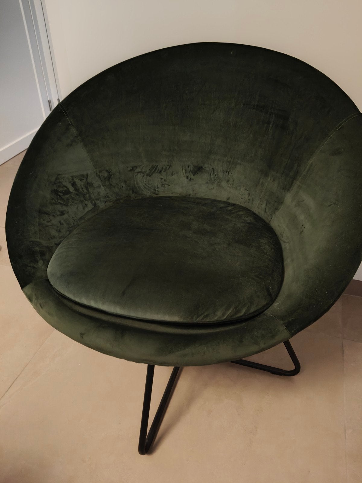 Groene fluwelen fauteuil - Zo goed als nieuw, Ophalen, Overige kleuren, Zo goed als nieuw, Metaal