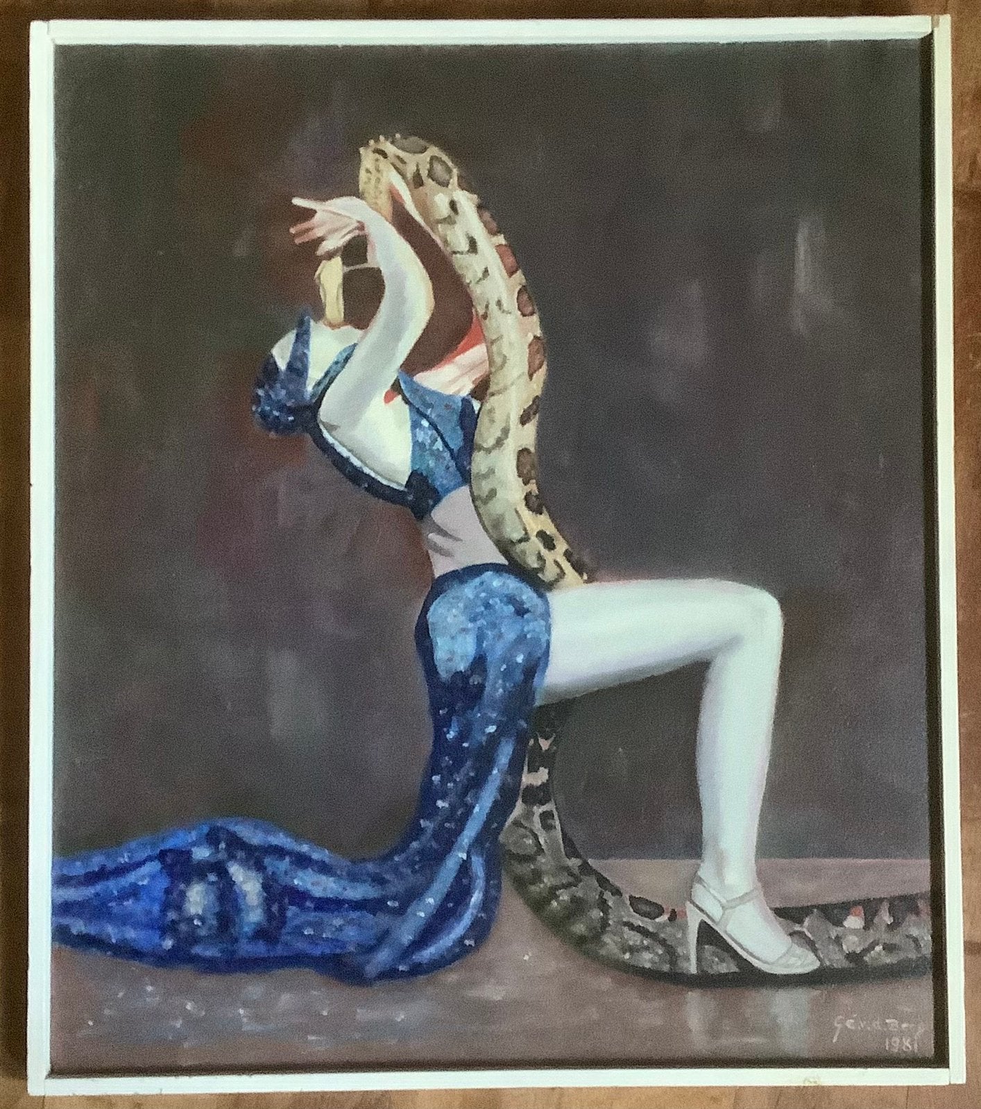Slang, dans, danseres, schilderij, Ge vd Berg, python, boa, Ophalen of Verzenden