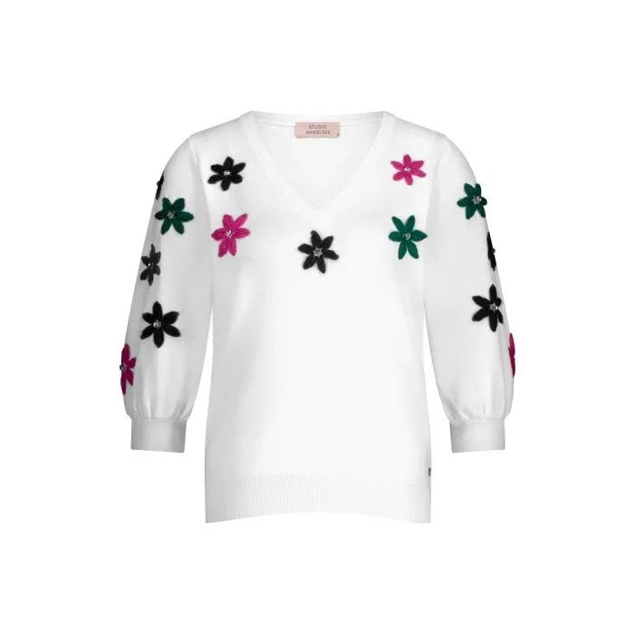 Studio snneloes lenthe flower pullover trui XL offwhite, Overige kleuren, Maat 46/48 (XL) of groter, Ophalen of Verzenden, Zo goed als nieuw