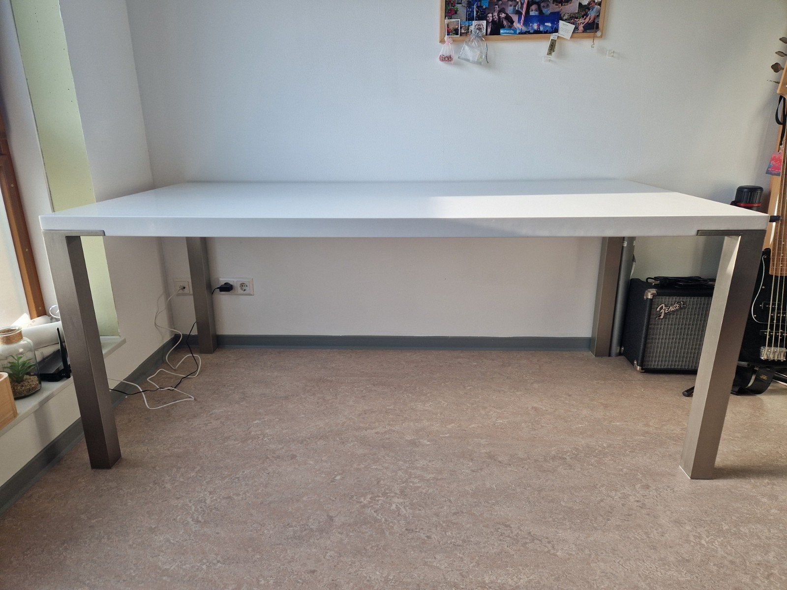 Witte eettafel, Huis en Inrichting, Ophalen, Gebruikt, 50 tot 100 cm, 150 tot 200 cm