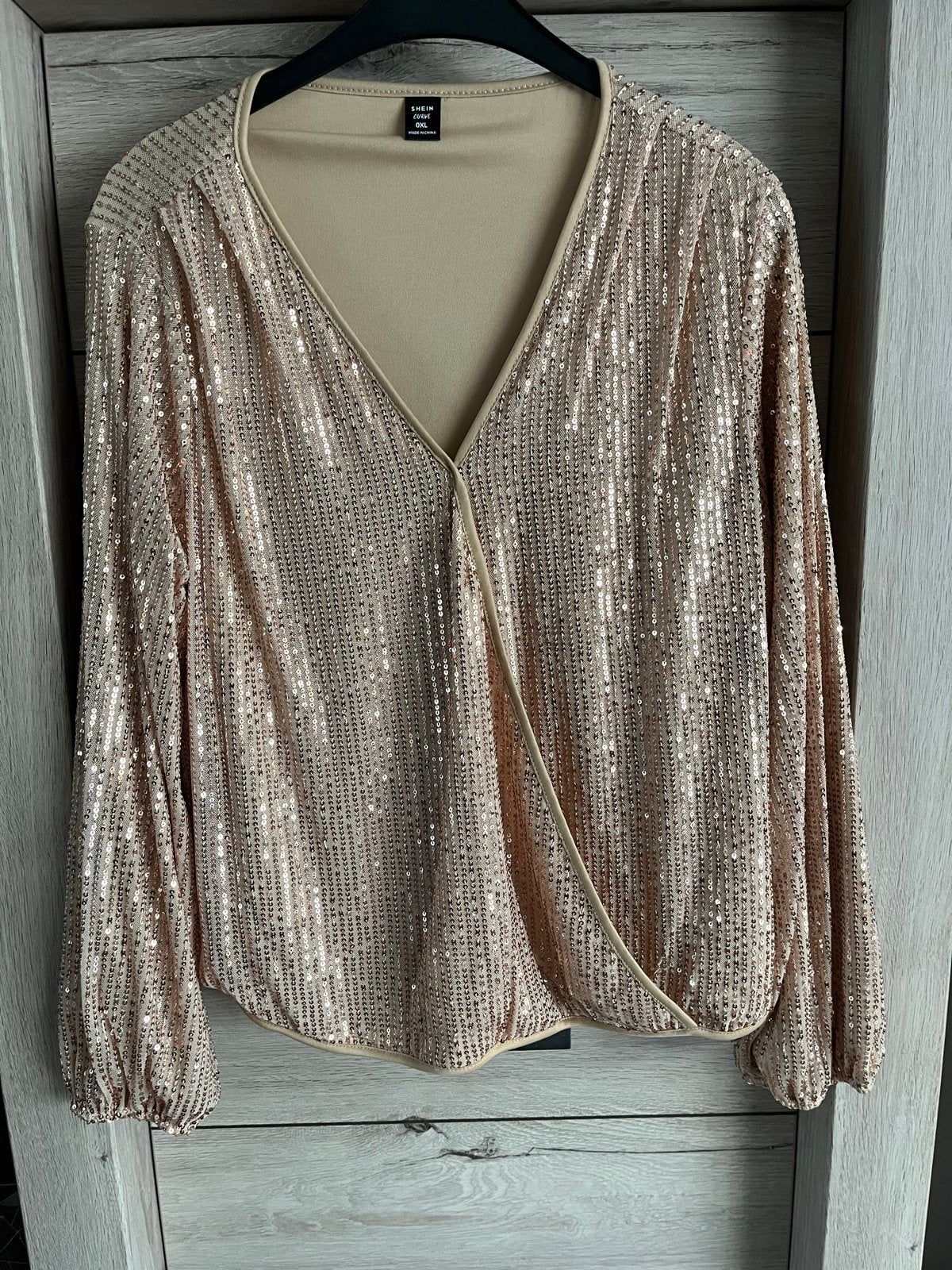 Shein glitter blouse XL, Ophalen of Verzenden, Zo goed als nieuw, Maat 46/48 (XL) of groter, Beige