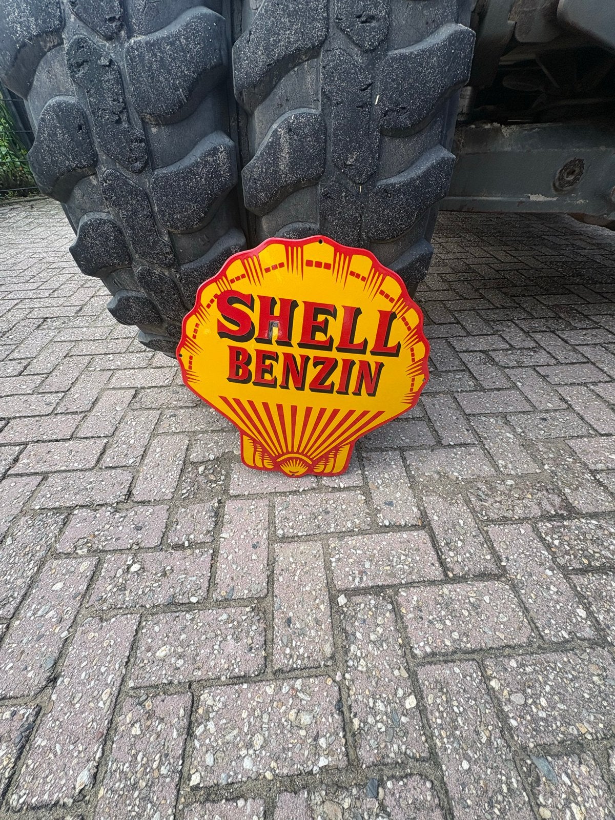 Vintage Shell Benzine Reclamebord, Ophalen, Zo goed als nieuw, Reclamebord