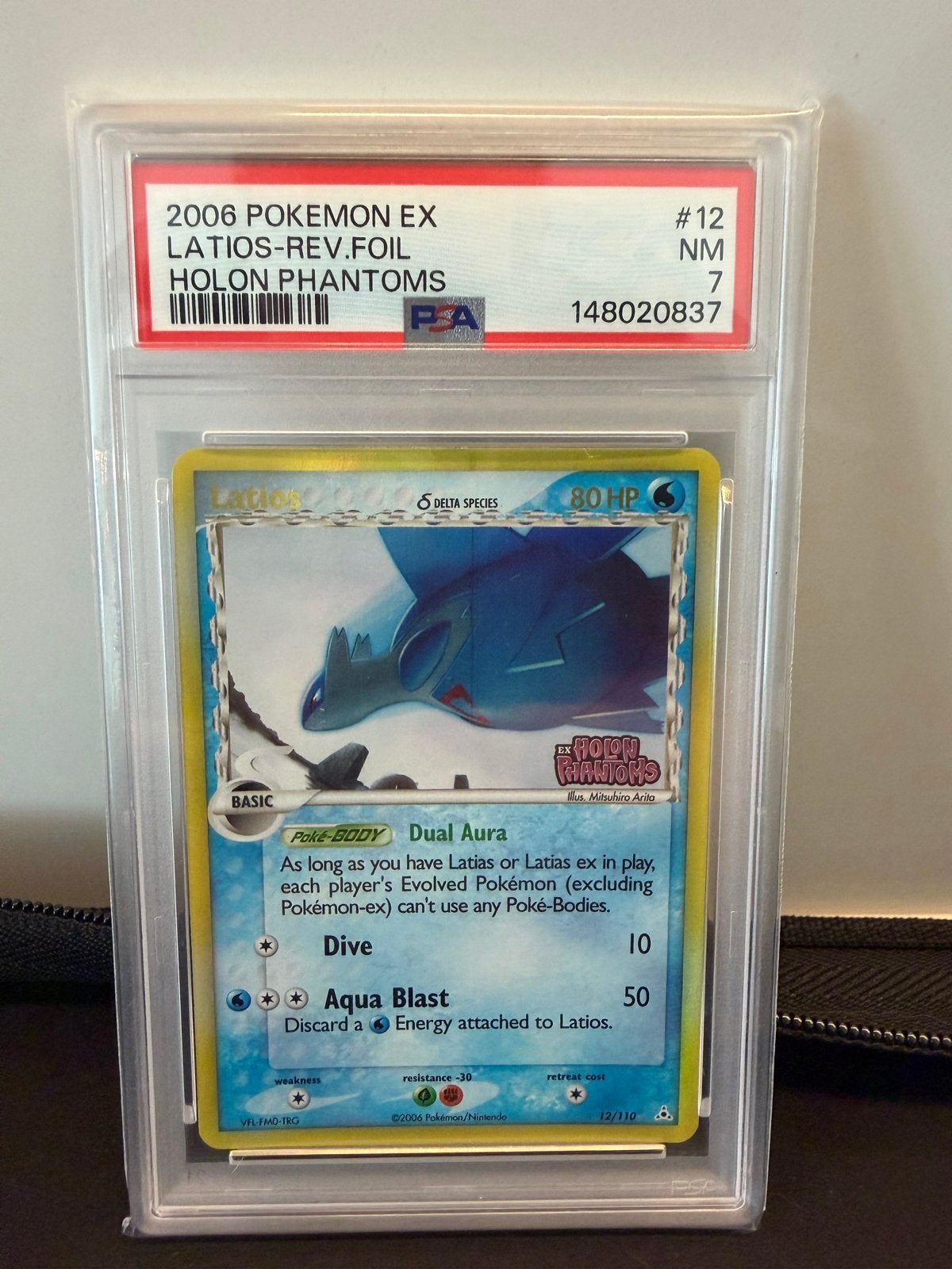 Latios Rev. Foil Holon Phantoms PSA 7 Pokémon Kaart, Ophalen of Verzenden, Zo goed als nieuw, Losse kaart, Foil
