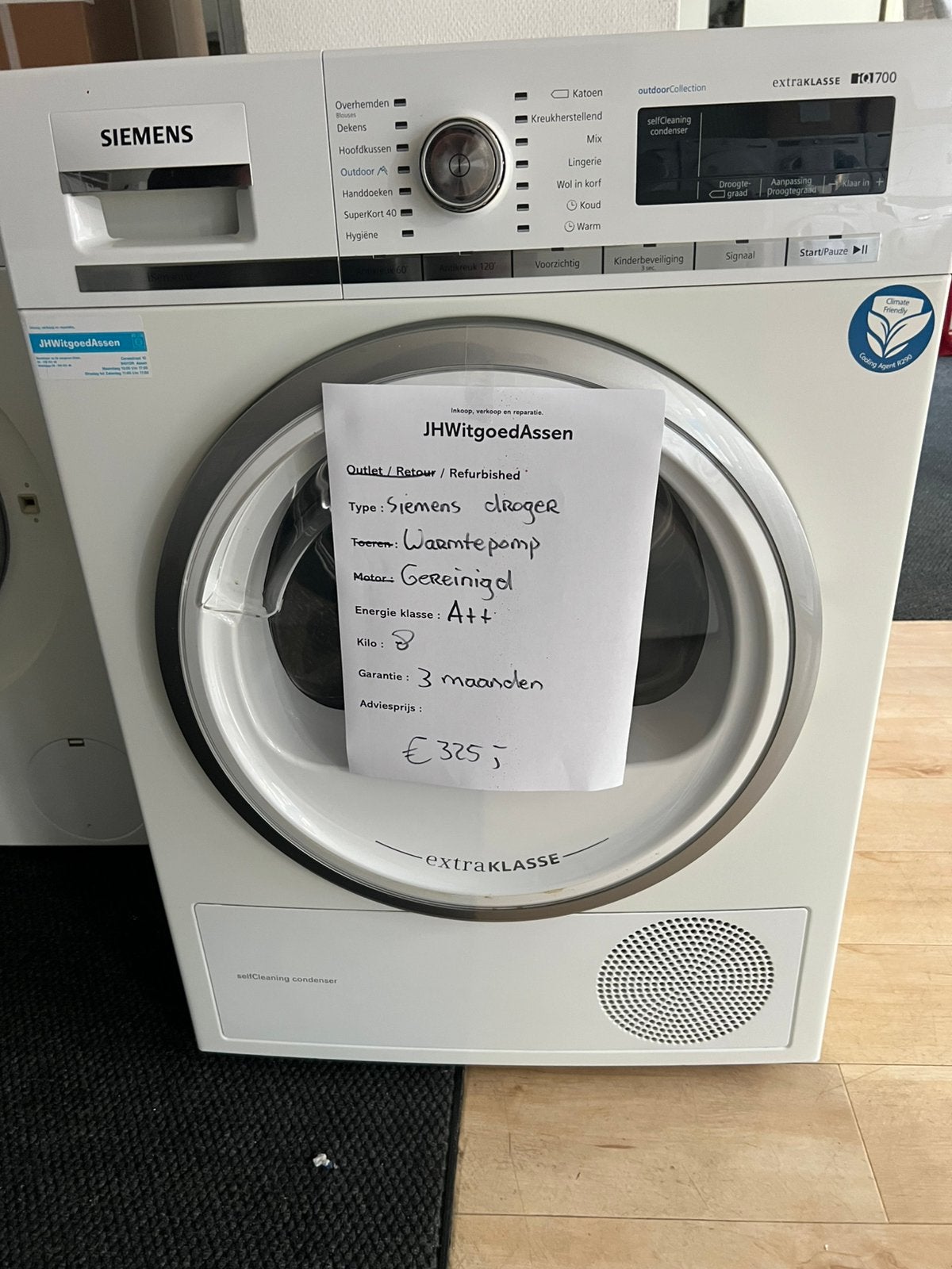 Siemens Warmtepompdroger 8 kg A++met garantoe., Anti-kreukfase, Jhwitgoedassen, 8 tot 10 kg, Ophalen of Verzenden