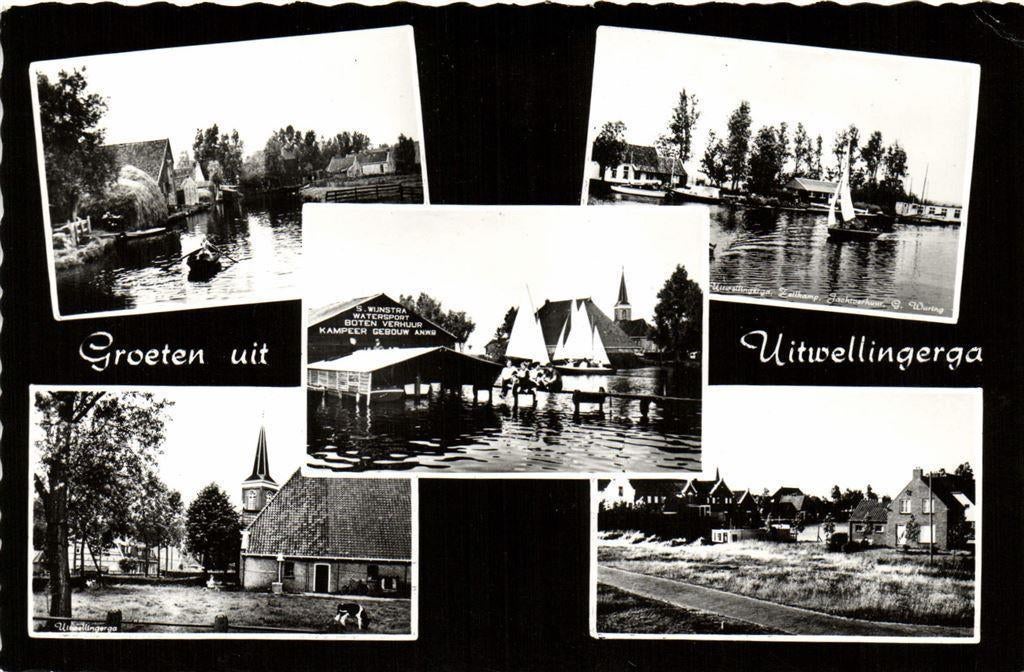 Groeten uit Uitwellingerga - 5 afb o.a. kerk zeilkamp - gelo, Ophalen of Verzenden, Voor 1920, Gelopen, Noord-Brabant