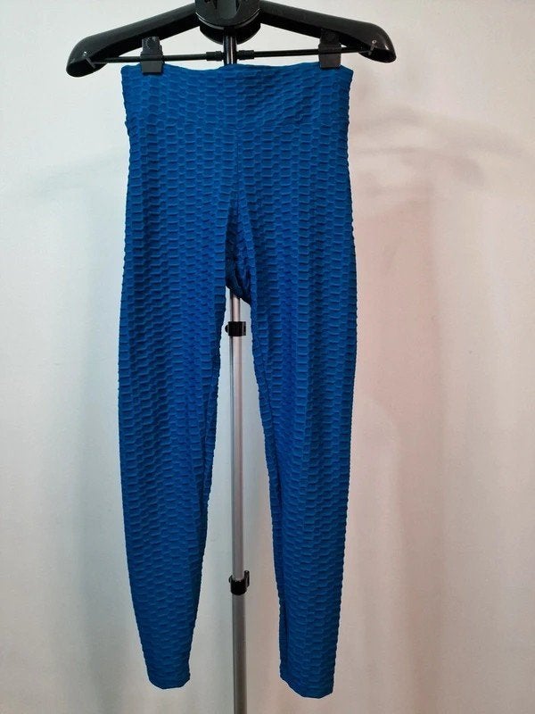 Blauwe Scrunch Legging S/M Sport Fitness Yoga, Ophalen of Verzenden, Zo goed als nieuw, Blauw, Fitness of Aerobics
