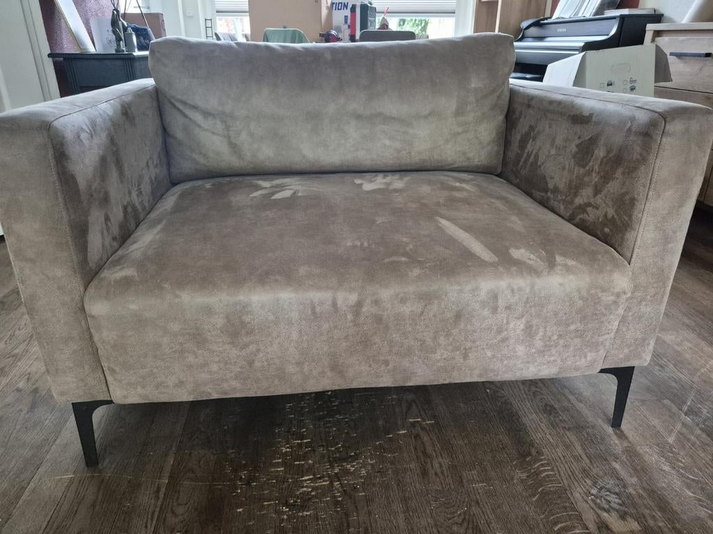 Comfortabele fauteuil - Taupe stof, Gebruikt, 75 tot 100 cm, Ophalen of Verzenden, 75 tot 100 cm