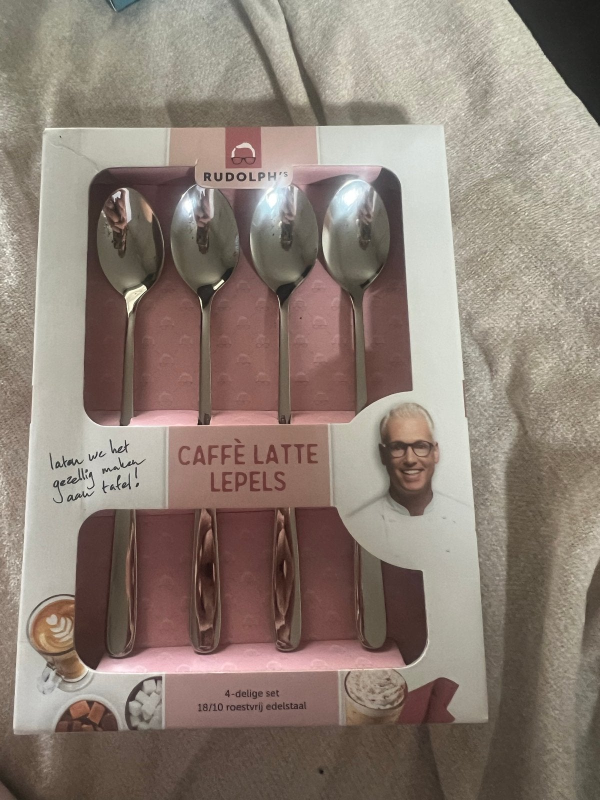 4 Rudolph's Caffè Latte lepels 18/10 RVS, Theelepel, Los bestek, Nieuw, Ophalen of Verzenden
