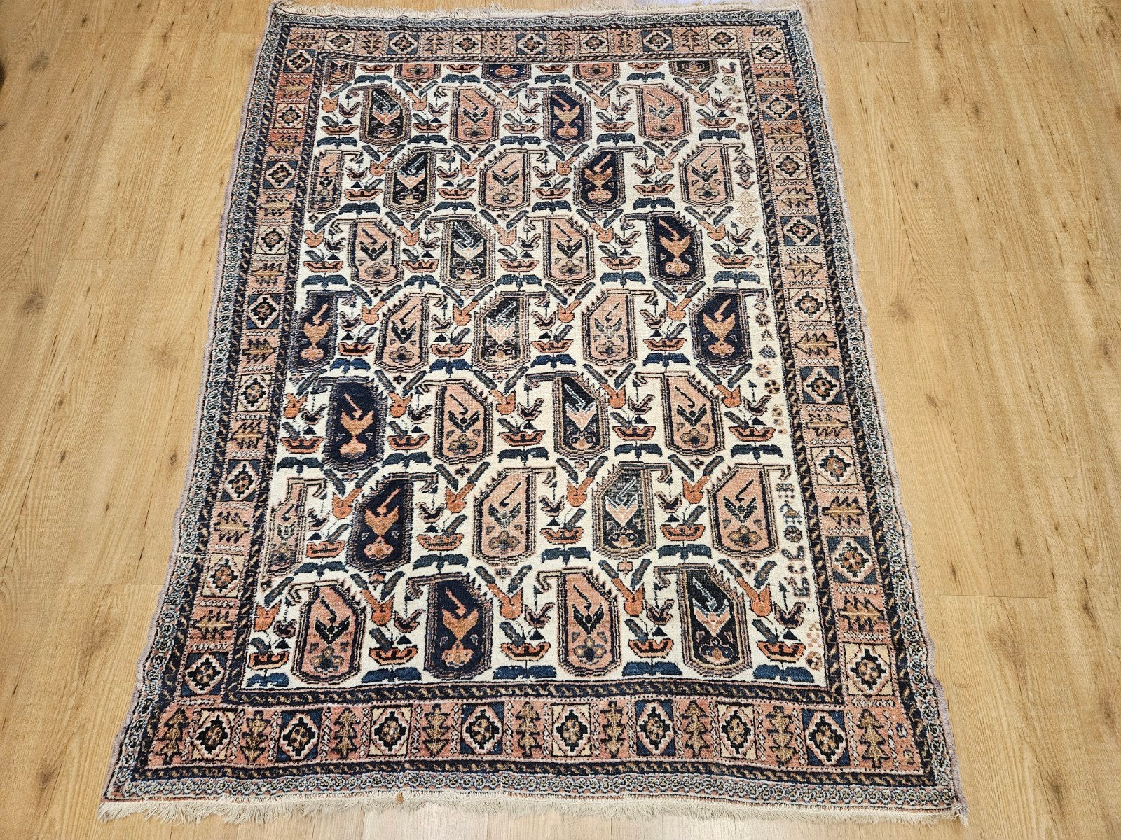 Vintage handgeknoopt perzisch tapijt afshar 185x138, Info@SlatsAntiek.nl, Tweedehands, 100 tot 150 cm, Perzisch