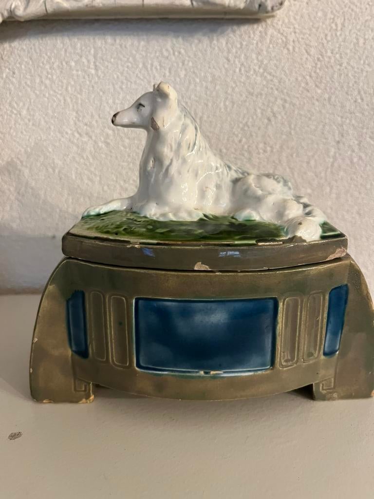 Art deco tabakspot met Schotse Collie., Ophalen of Verzenden