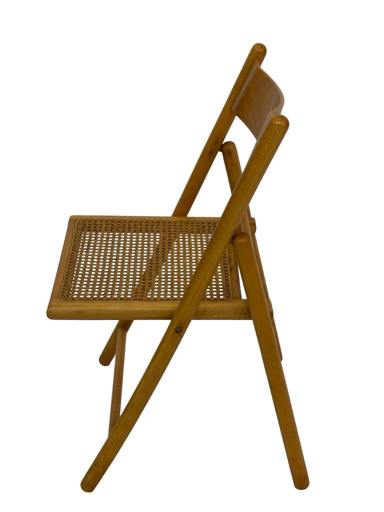 Vintage houten klapstoel met rotan zitting design jaren 70, Gebruikt, Vintage klapstoel, Bruin, Vintage klapstoel