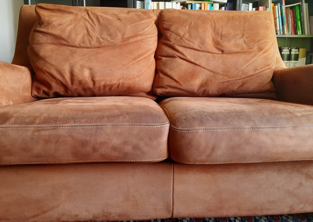 Comfortabele tweepersoons leren bank, Huis en Inrichting, Ophalen, Gebruikt, 150 tot 200 cm, Tweepersoons