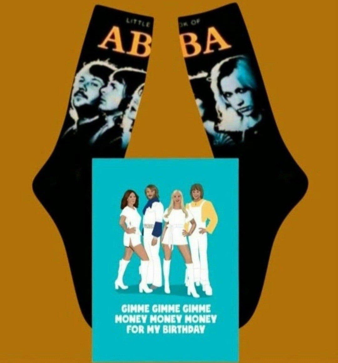 ABBA SOKKEN + VERJAARDAGS KAART ABBA, Ophalen of Verzenden, Nieuw