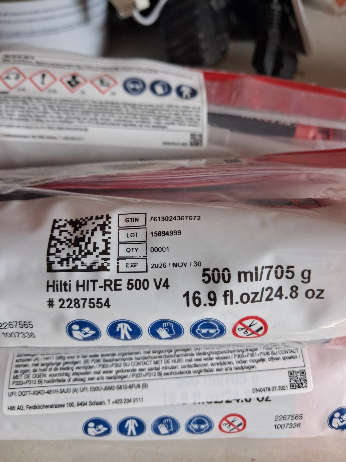 Hilti HIT-RE 500 V4 Injectiemortel 500ml - Nieuw, Ophalen of Verzenden, Nieuw