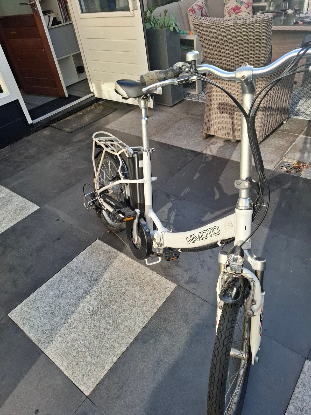 electrische vouwfiets merk nimoto, 20 inch of meer, Gebruikt, Velgrem, Versnellingen
