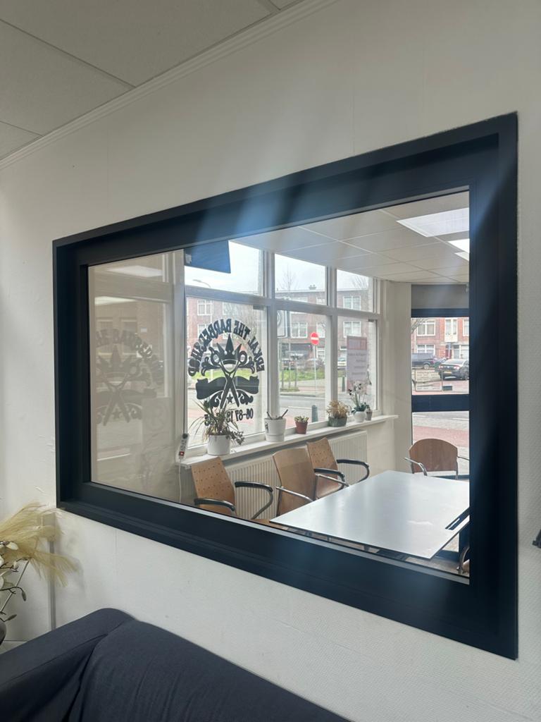Grote glazen schuifdeur met kozijn, Gevelraam of Ruit, Gebruikt, Dubbelglas, 160 cm of meer