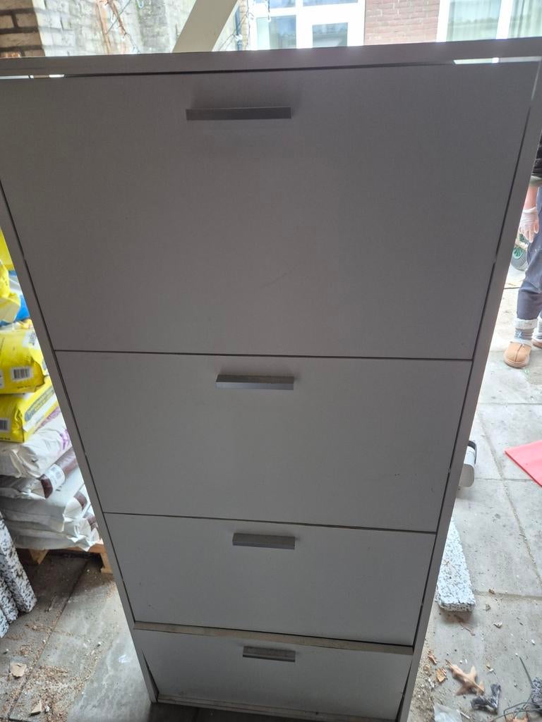 Witte schoenenkast met 4 lades - 150x65x15 cm, Ophalen of Verzenden, Gebruikt