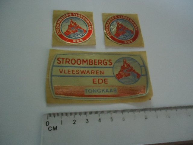 sticker oud Stroomberg ede vleeswaren retro vintage, Verzenden, Zo goed als nieuw, Bedrijf of Vereniging