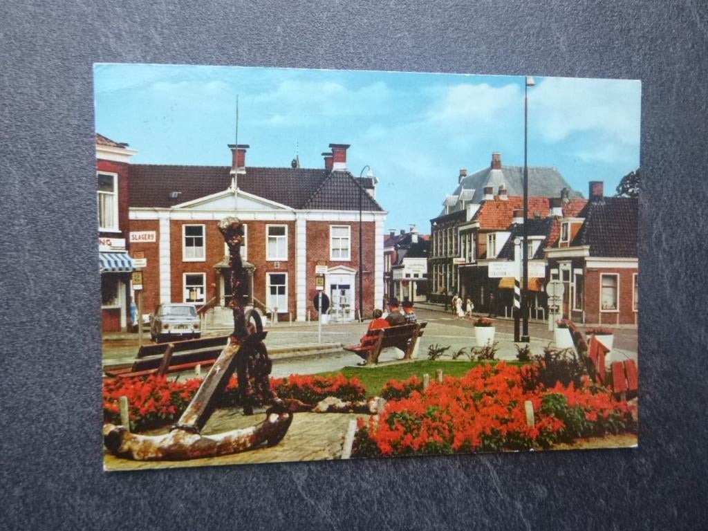 Lemmer, gemeentehuis/auto/slagerij 1979, Verzenden, 1960 tot 1980, Gelopen, Friesland