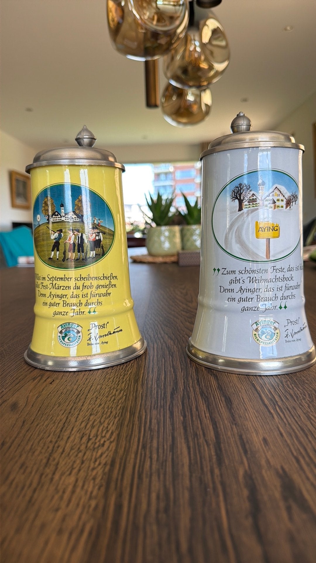 Twee Beierse bierpullen Ayinger, Ophalen of Verzenden