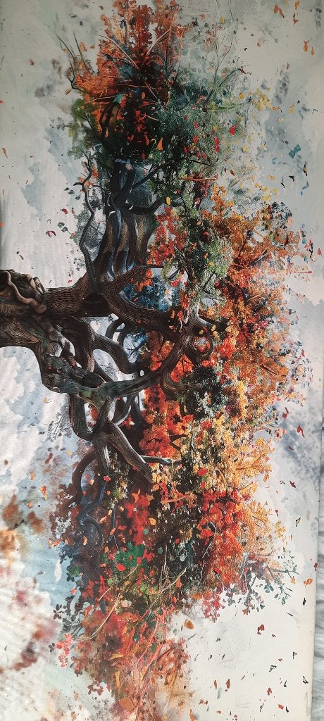 Abstracte boom met herfstbladeren - Schilderij, Ophalen, 50 – 75, Oorspronkelijke maker, Overige typen