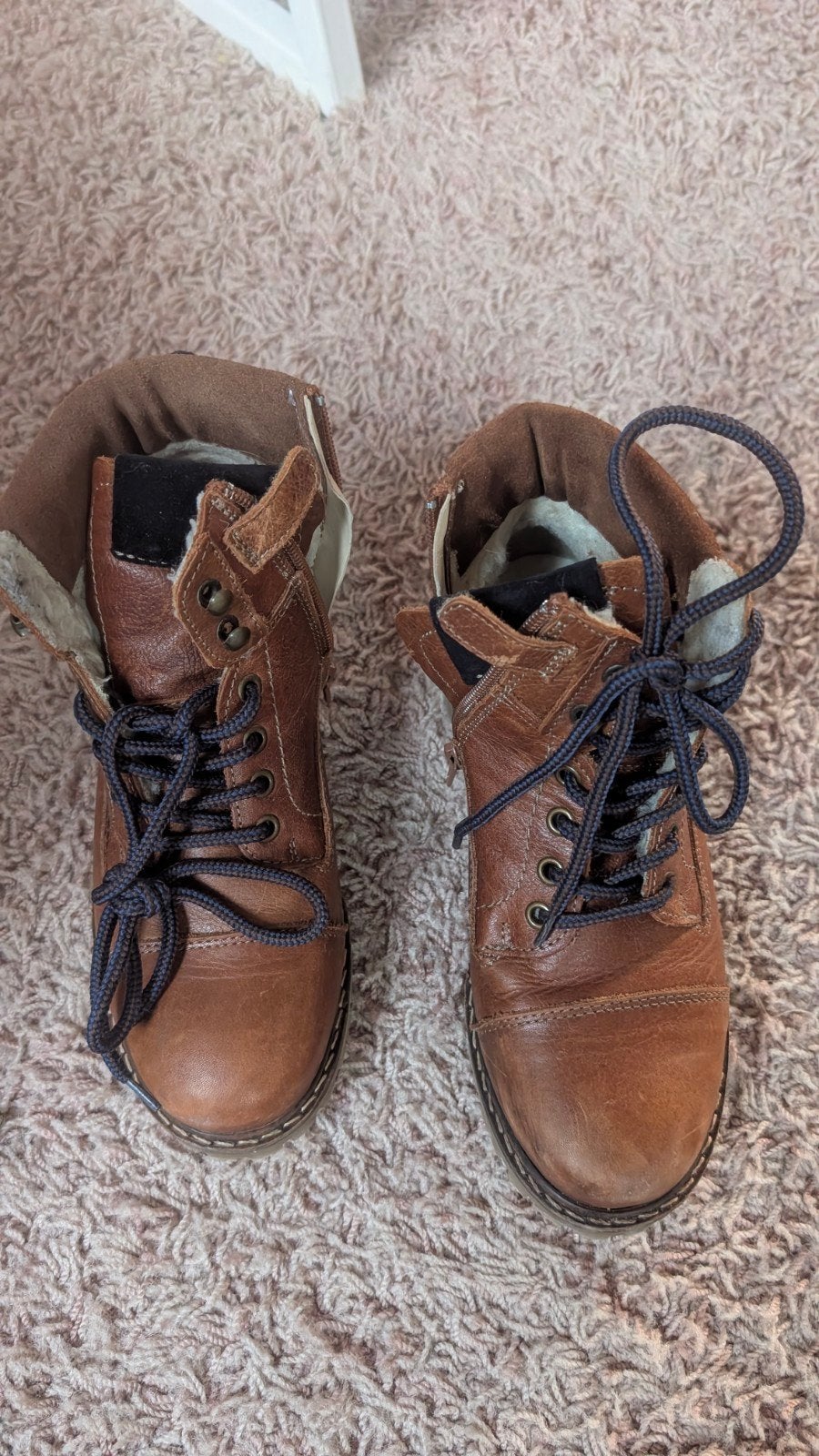 Bruine leder kinderlaarzen/schoenen klein maat 32/33, Gebruikt, Jongen of Meisje, Ophalen of Verzenden, Laarzen