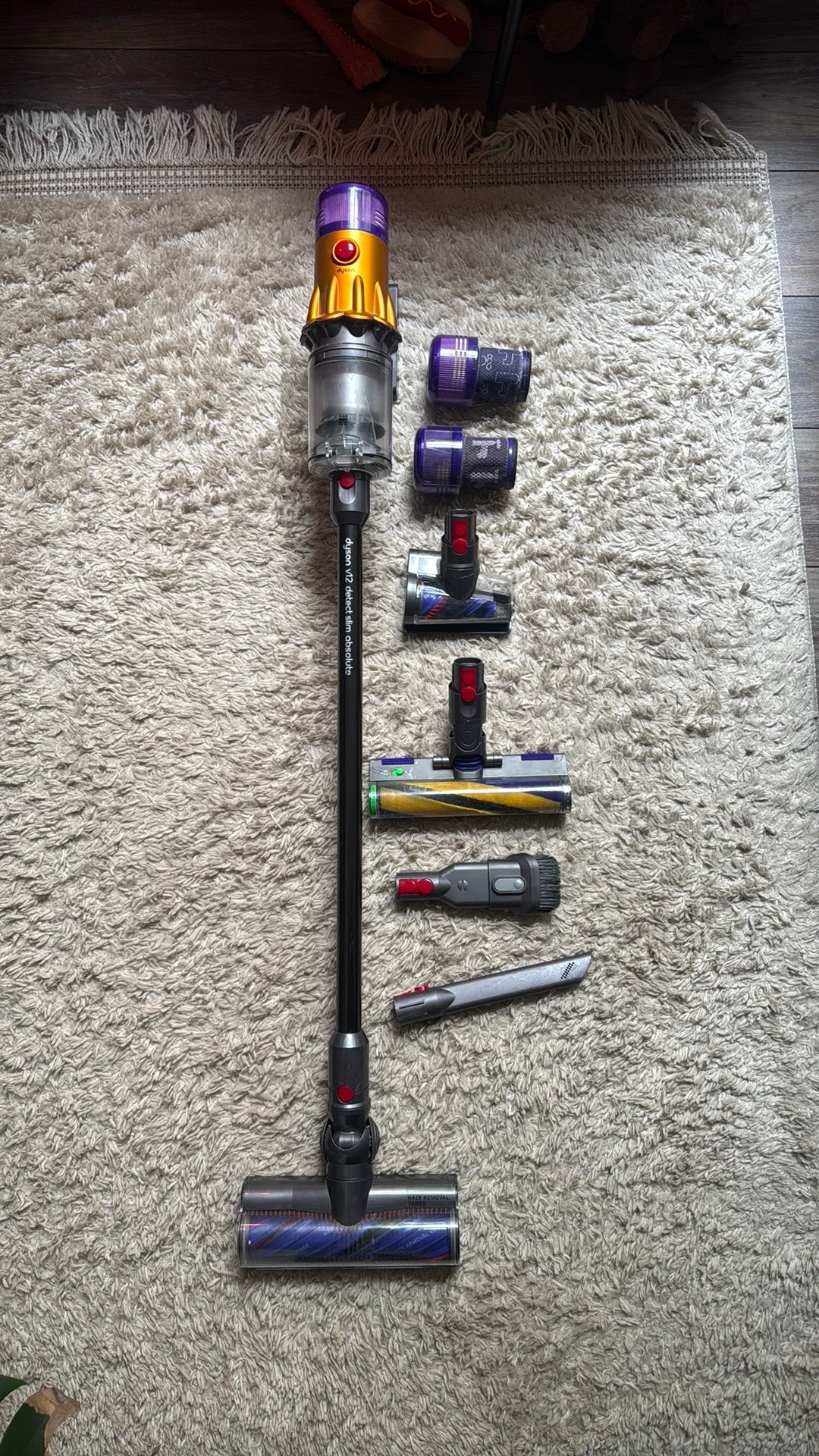 Dyson V12 detect slim absolute stofzuiger, Ophalen, Gebruikt, Geschikt voor tapijt, Dyson