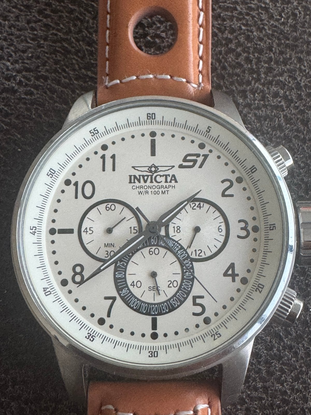 Invicta S1 Rally Heren Quartz Horloge - Z.G.A.N.!, Sieraden, Tassen en Uiterlijk, Horloges | Heren, Overige merken, Leer, Staal
