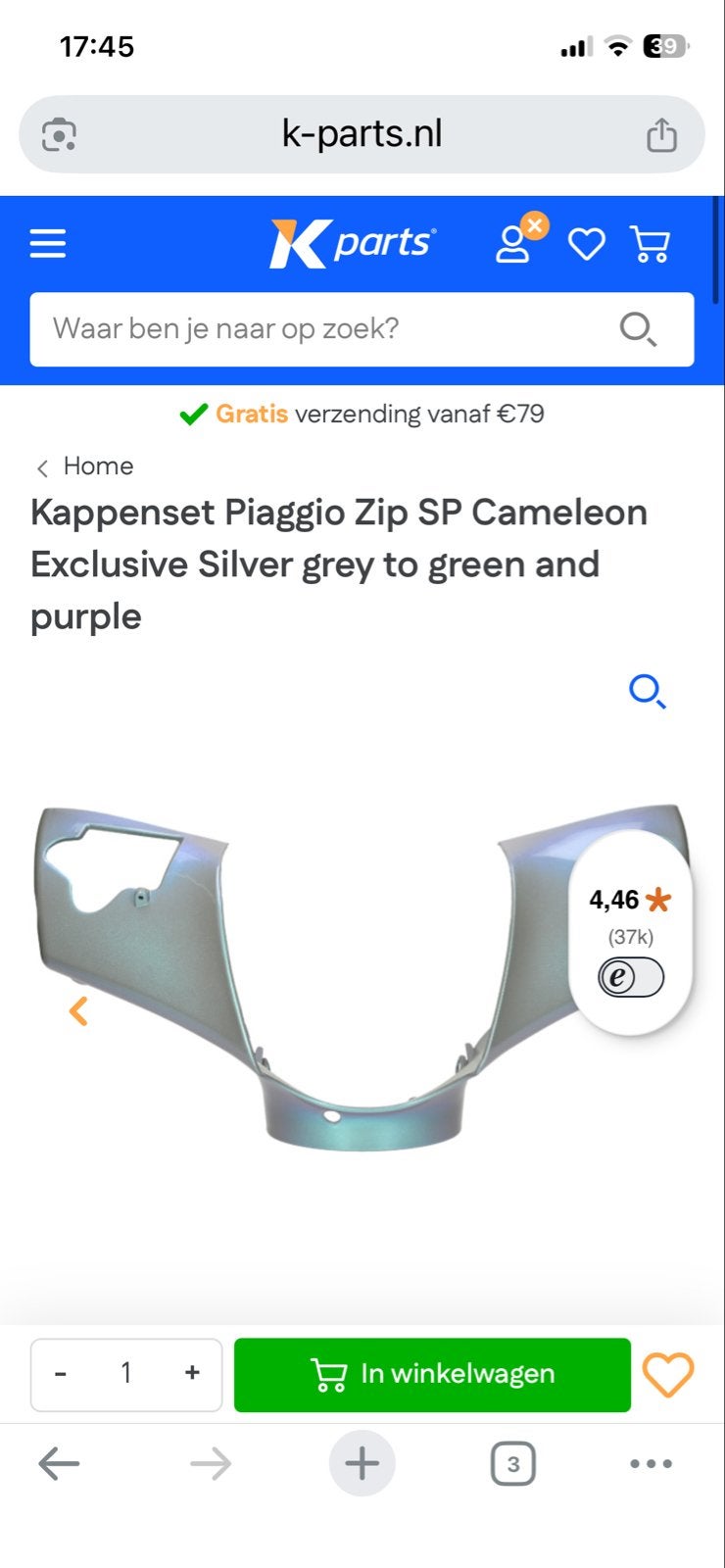 Stuur spatbordPiaggio Zip SP CameleonSilver GreyGreen Purple, Ophalen of Verzenden, Nieuw, Kap, Piaggio