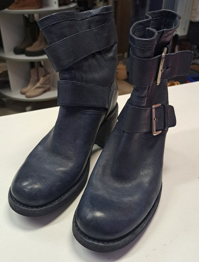 Free Lance bikerboots enkellaars donkerblauw leer 39.5 50034, Freelance, Blauw, ., Lage of Enkellaarzen
