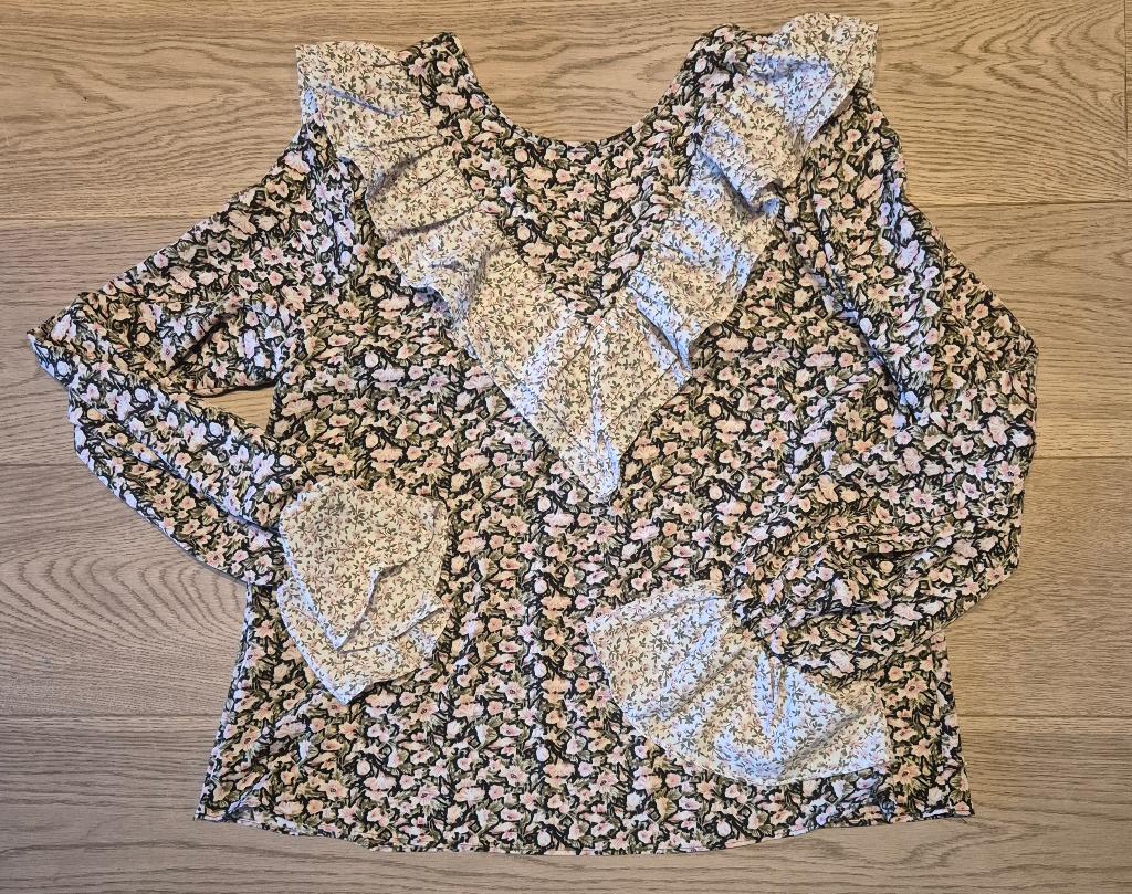 Blousje | Overhemd | Bloemen | Maat L | Zwart | Beige, Verzenden, Zwart, Zo goed als nieuw, Loavies