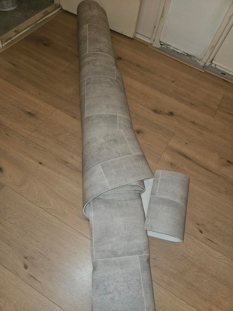 LAATSTE WEEK - Vinyl vloer grijs met tegelpatroon, Ophalen, Nieuw, 15 m² of meer, Zeil