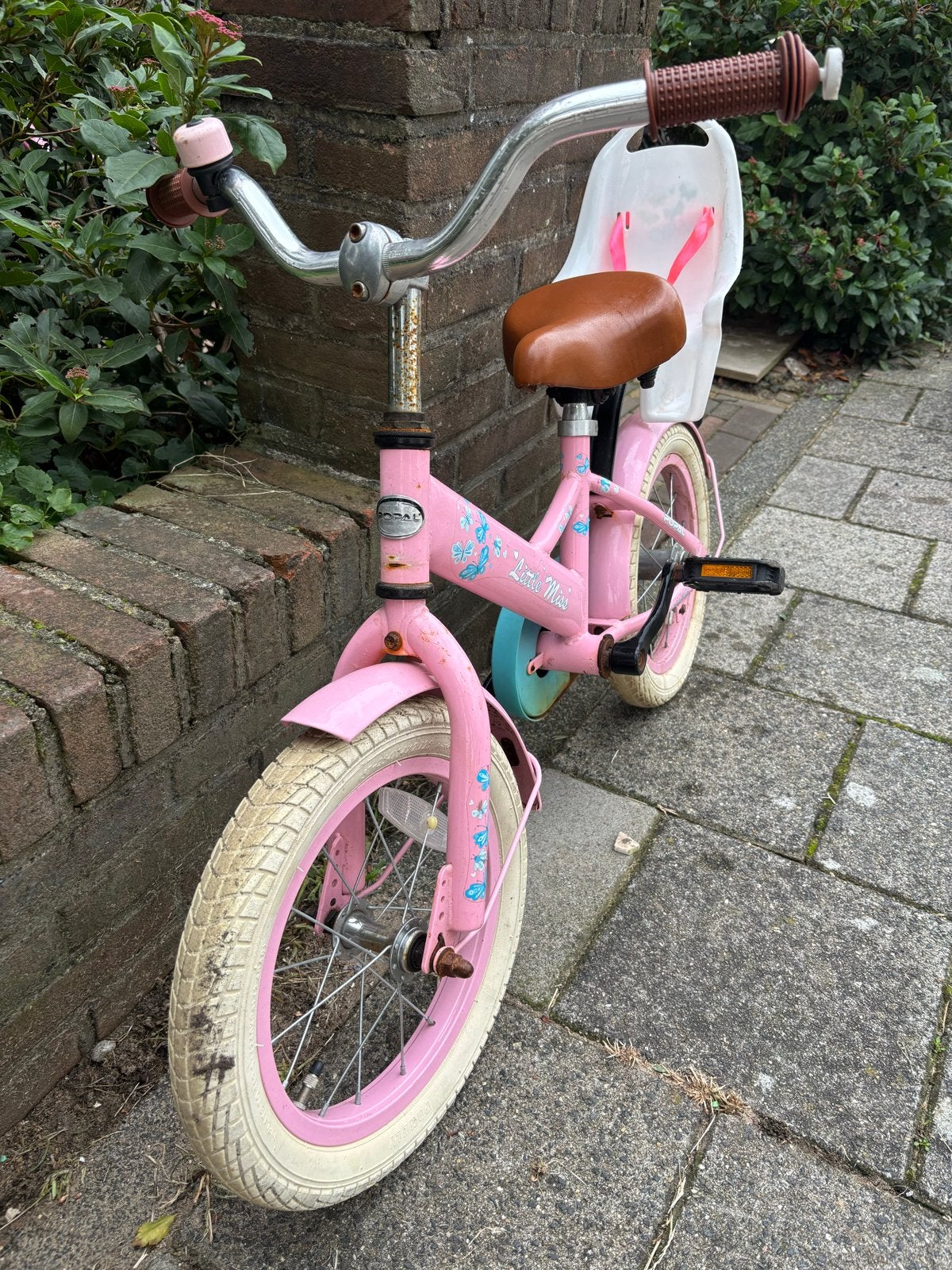 Popal Little Miss Kinderfiets 14 inch Roze, Fietsen en Brommers, Ophalen, Gebruikt, Terugtraprem, Minder dan 16 inch