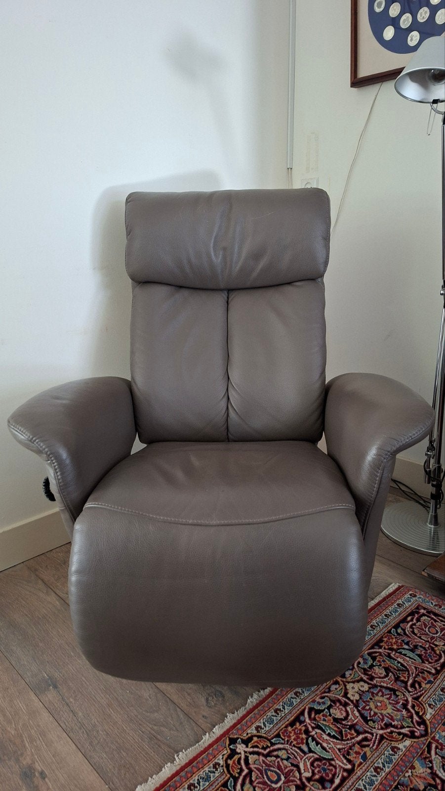 Leren relaxfauteuil met elektrische verstelling, Ophalen, Gebruikt, Modern, Comfort, 75 tot 100 cm