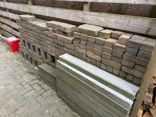 Restpartij stenen, bielzen en borders, Tuin en Terras, Ophalen, Gebruikt, Beton, Klinkers