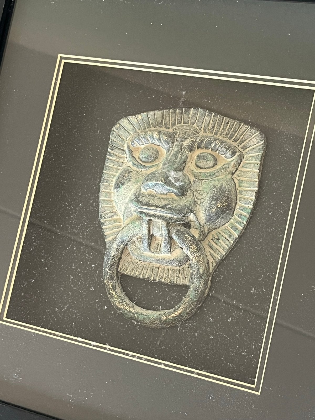 Ingelijste bronzen deurklopper - Antiek decoratie, Antiek en Kunst, Ophalen of Verzenden