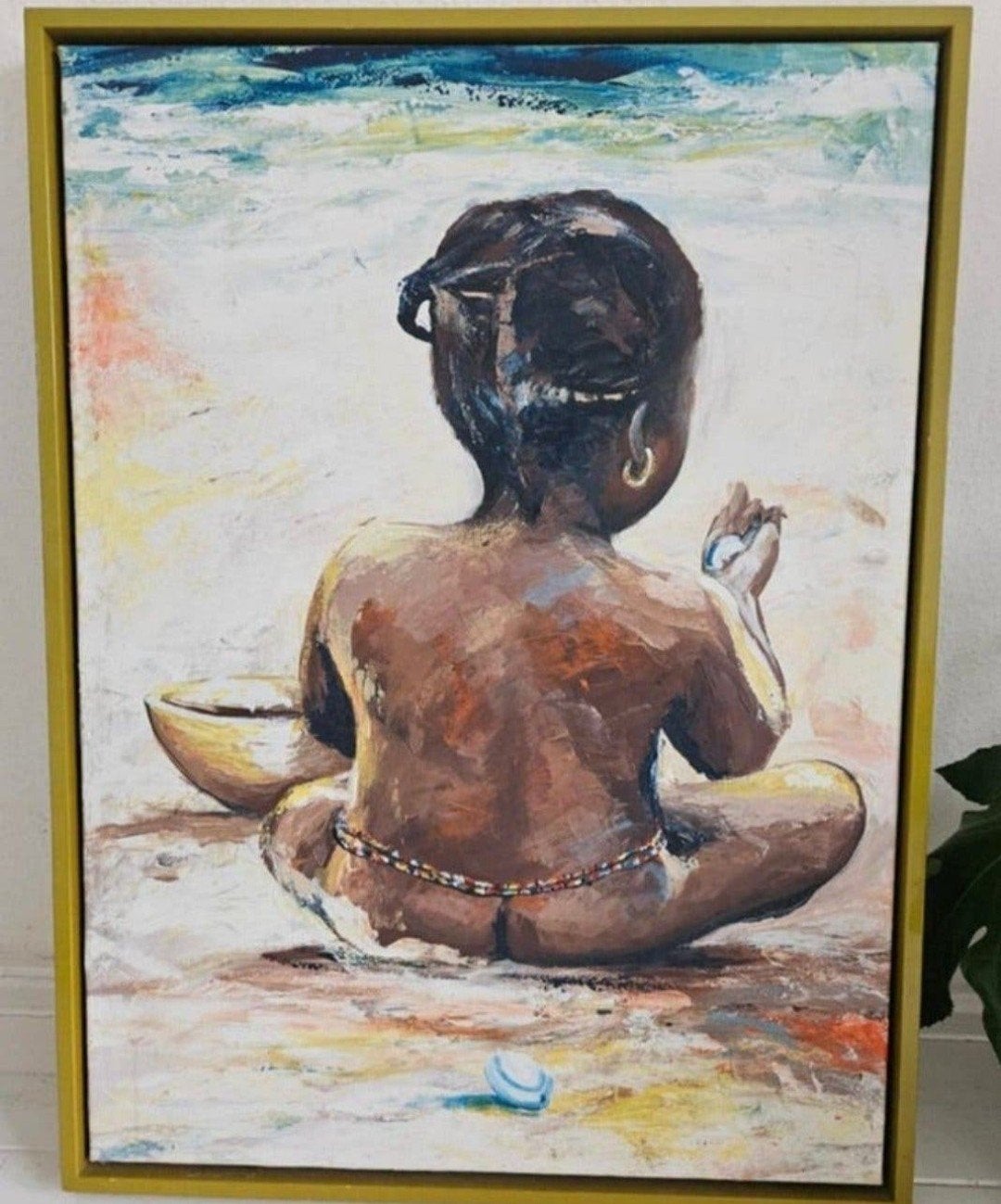 Prachtig Afrikaans Schilderij - Kind op strand, Ophalen