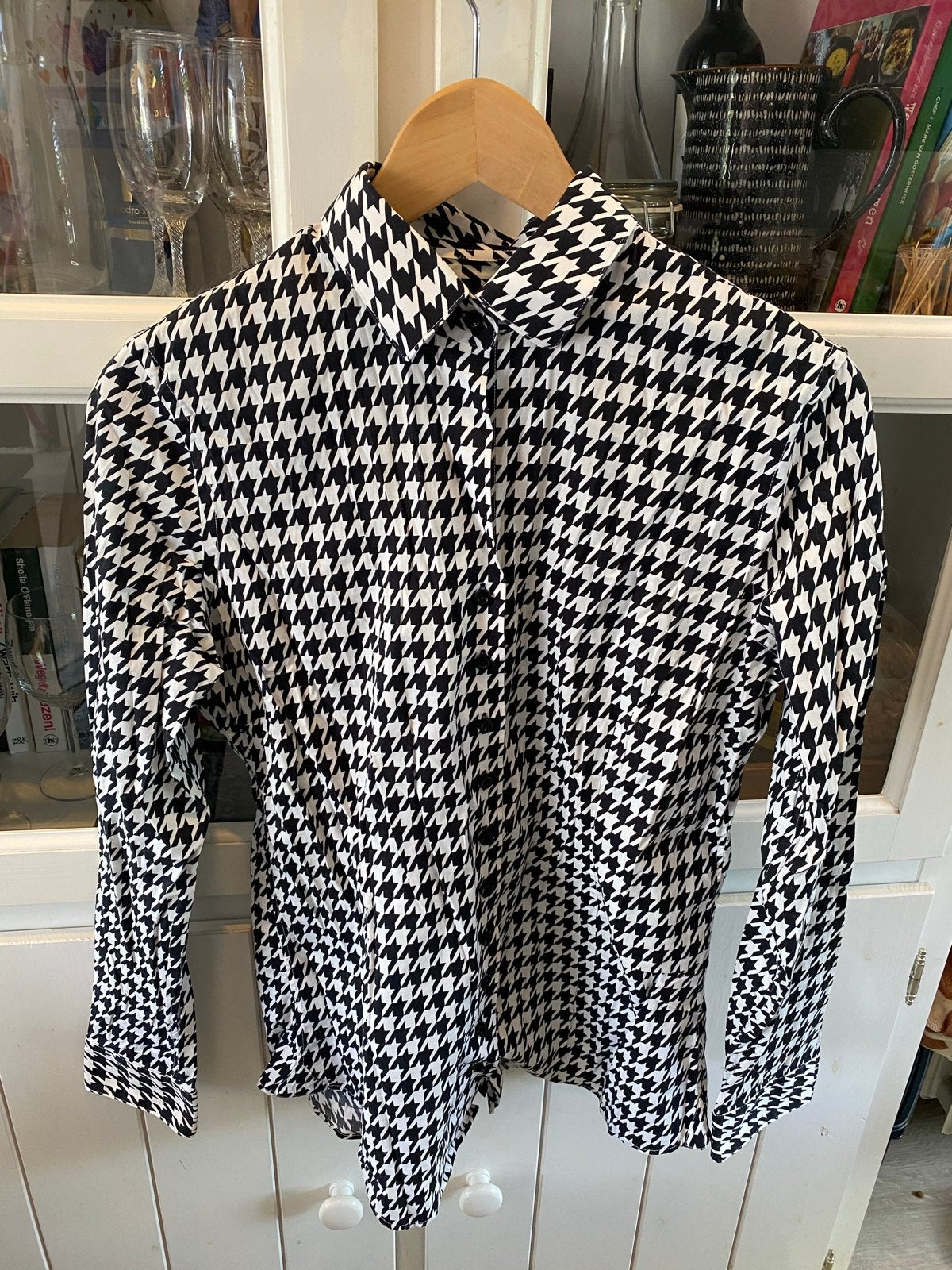 Cavallaro Napoli Blouse Zwart/Wit Houndstooth Maat S, Ophalen of Verzenden, Nieuw, Maat 36 (S), Zwart