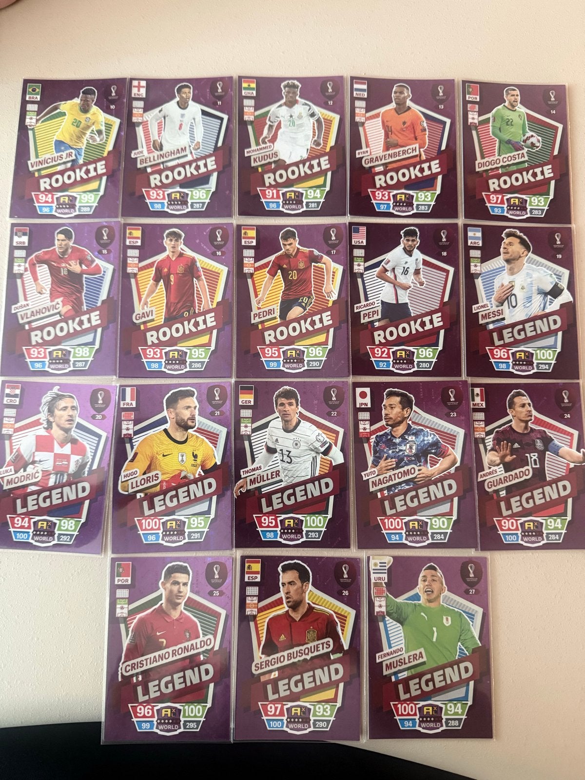 Voetbal panini qatar  WK 2022 - Rookie en Legend kaarten, Ophalen of Verzenden, Zo goed als nieuw, Overige sporten, Spelerskaart