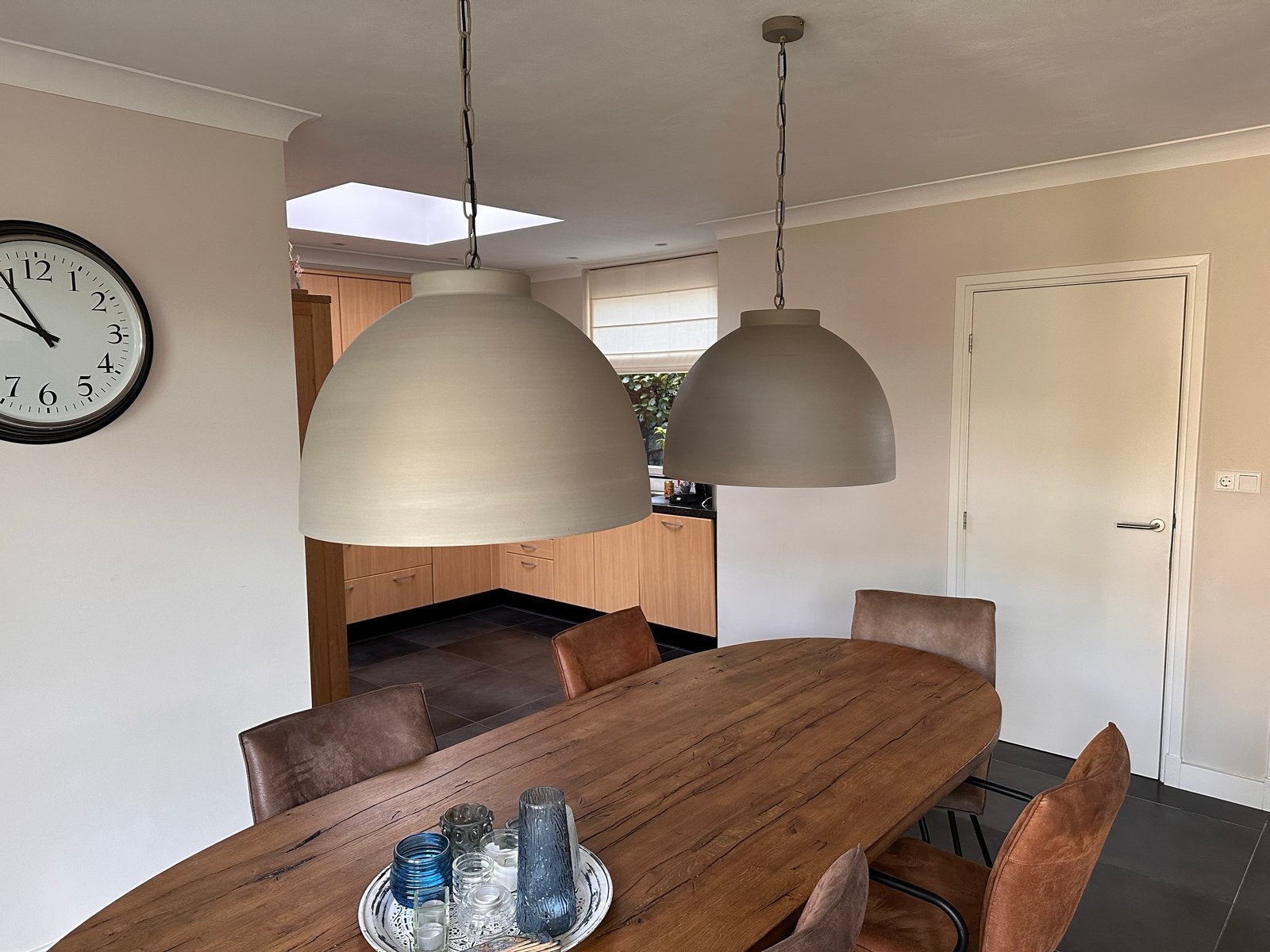 2 Grote Betonlook Keukenlampen - 60cm Diameter, Huis en Inrichting, Ophalen, Gebruikt, Overige materialen