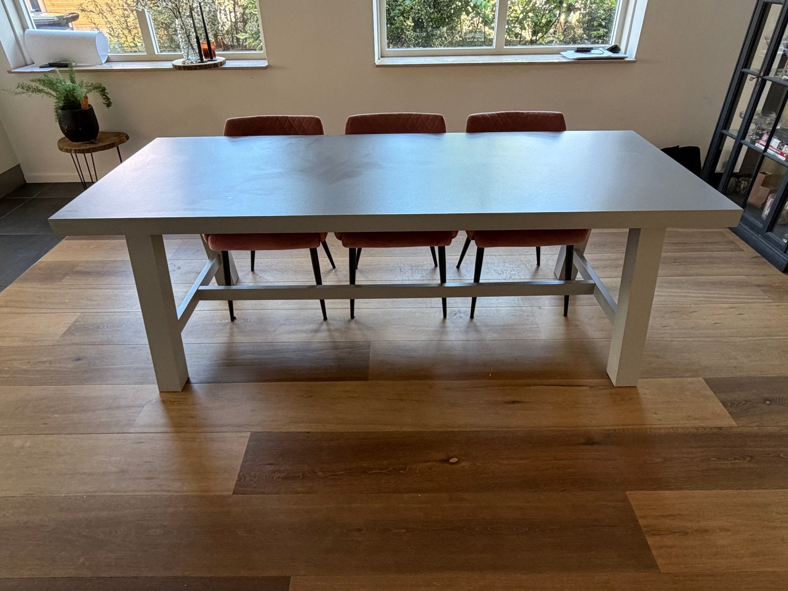 Grijze eettafel 220x100, Gebruikt, 200 cm of meer, Vijf personen of meer, Rechthoekig